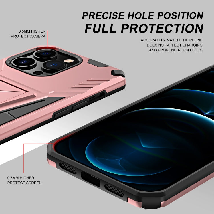 For iPhone 13 mini Super V Armor PC + TPU Shockproof Case with Invisible Holder