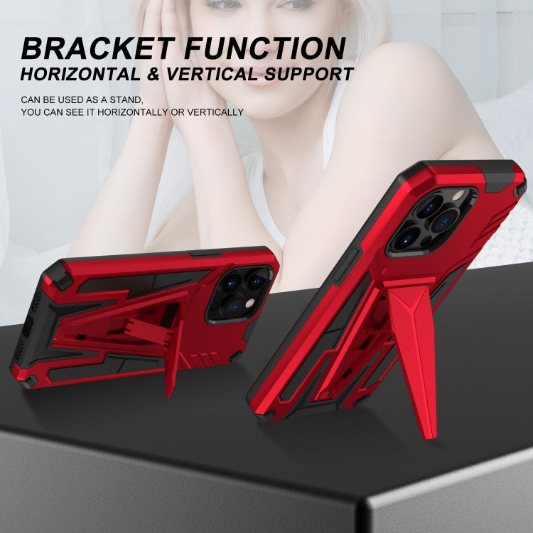 For iPhone 13 mini Super V Armor PC + TPU Shockproof Case with Invisible Holder