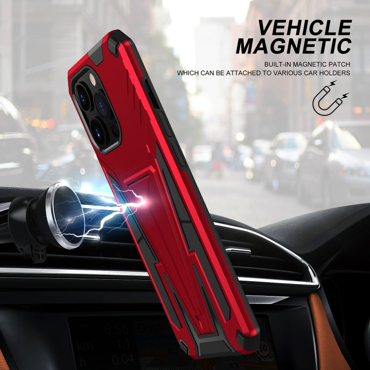 For iPhone 13 mini Super V Armor PC + TPU Shockproof Case with Invisible Holder