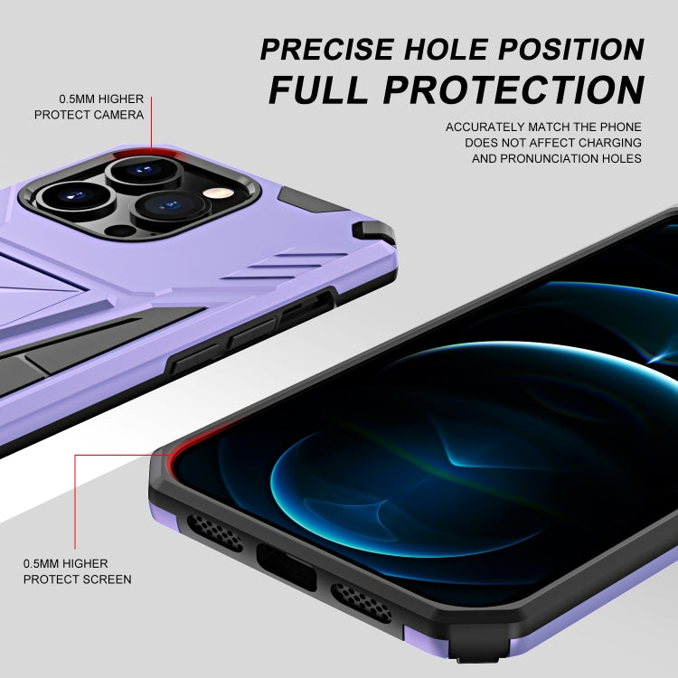 For iPhone 13 mini Super V Armor PC + TPU Shockproof Case with Invisible Holder
