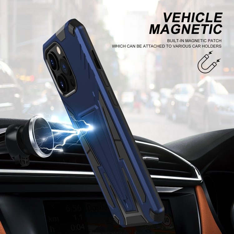 For iPhone 13 mini Super V Armor PC + TPU Shockproof Case with Invisible Holder