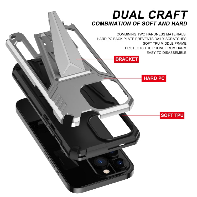 For iPhone 13 mini Super V Armor PC + TPU Shockproof Case with Invisible Holder