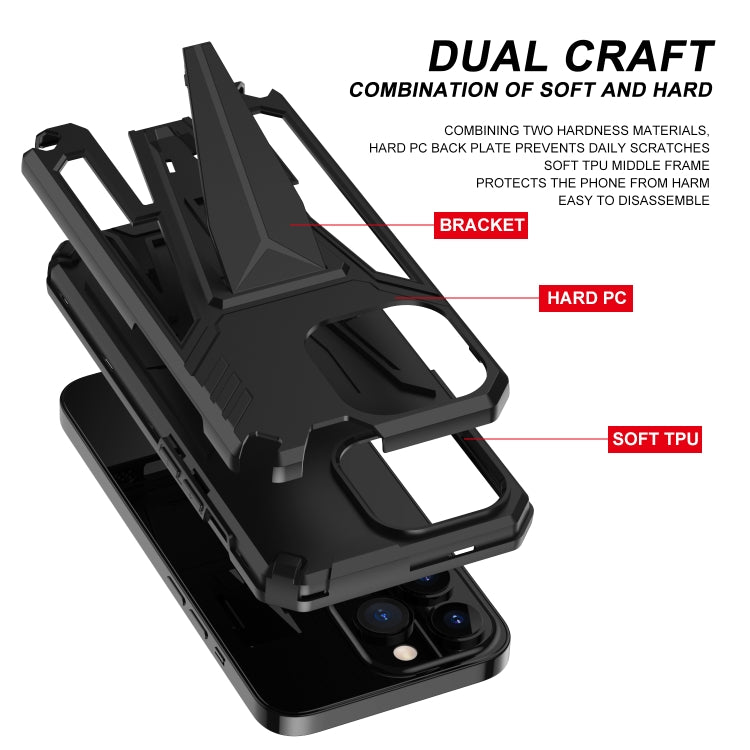For iPhone 13 mini Super V Armor PC + TPU Shockproof Case with Invisible Holder