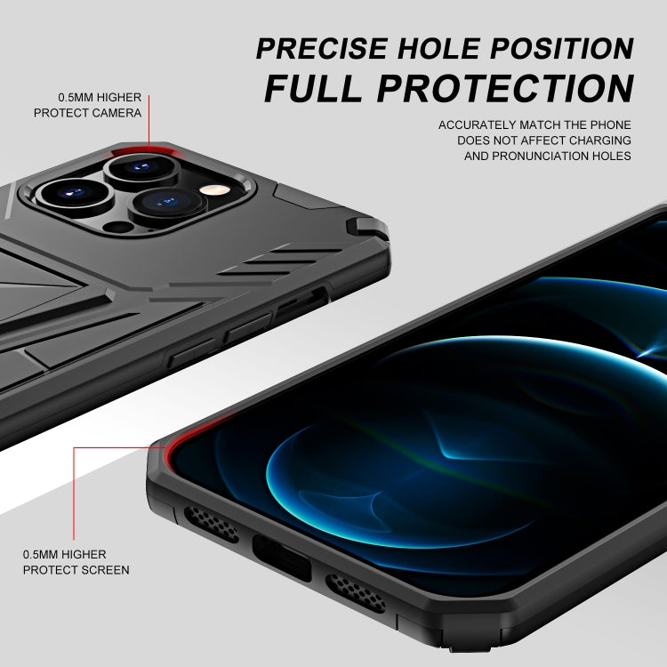 For iPhone 13 mini Super V Armor PC + TPU Shockproof Case with Invisible Holder