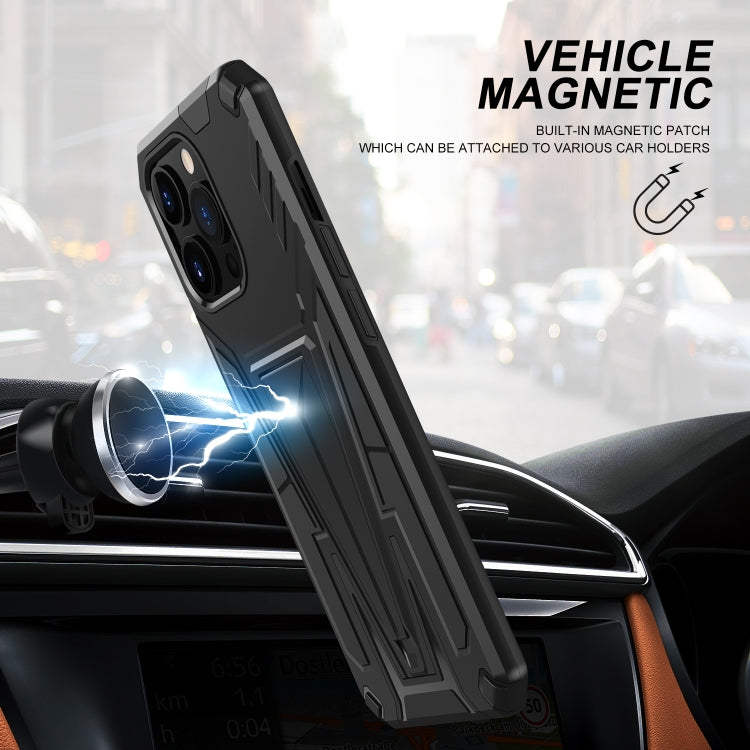 For iPhone 13 mini Super V Armor PC + TPU Shockproof Case with Invisible Holder