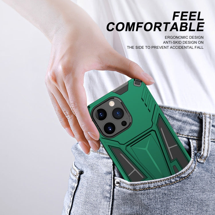 For iPhone 13 Super V Armor PC + TPU Shockproof Case with Invisible Holder