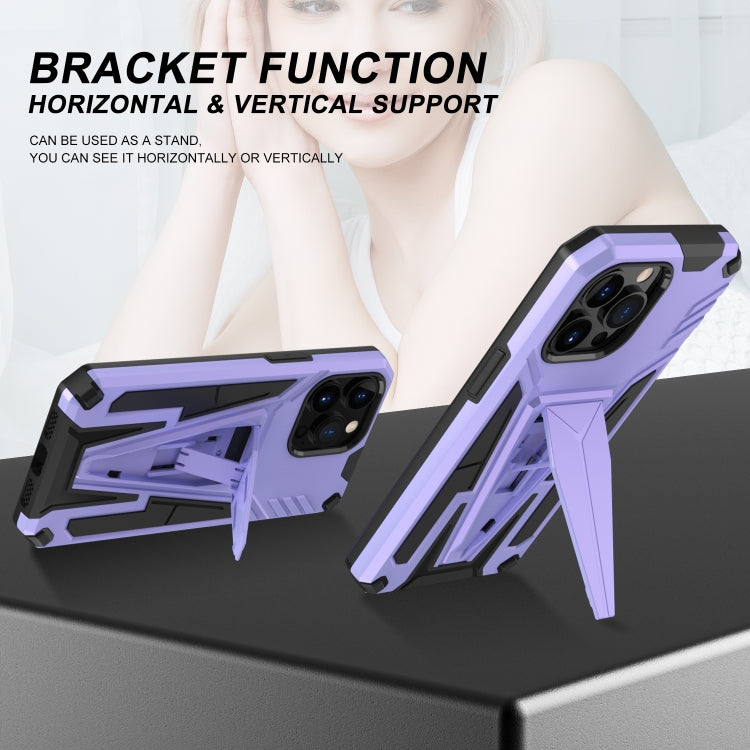 For iPhone 13 Super V Armor PC + TPU Shockproof Case with Invisible Holder
