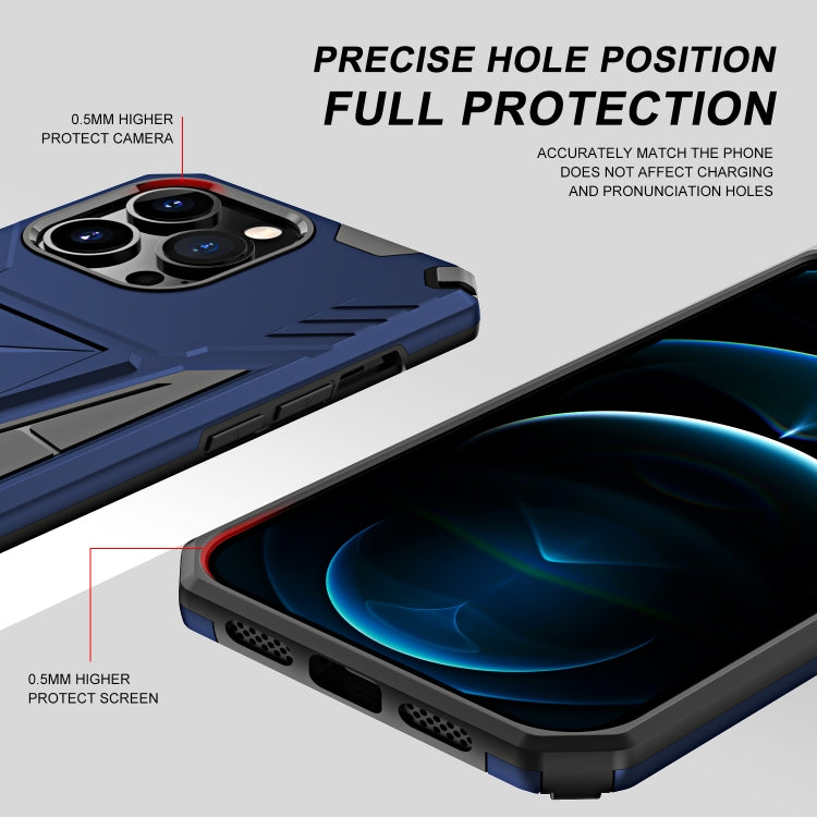 For iPhone 13 Super V Armor PC + TPU Shockproof Case with Invisible Holder