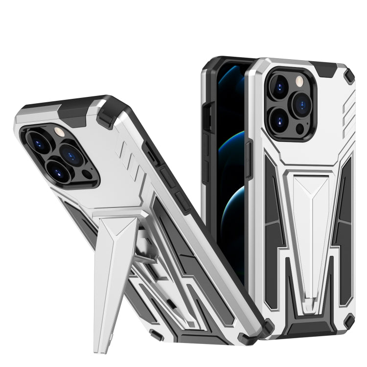 For iPhone 13 Super V Armor PC + TPU Shockproof Case with Invisible Holder