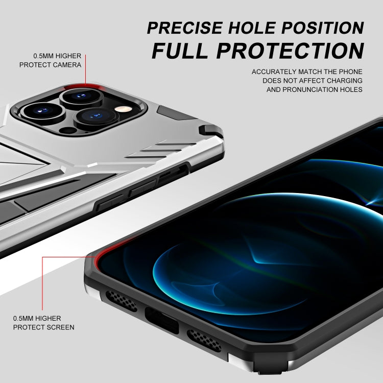 For iPhone 13 Super V Armor PC + TPU Shockproof Case with Invisible Holder