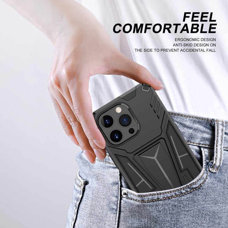 For iPhone 13 Super V Armor PC + TPU Shockproof Case with Invisible Holder