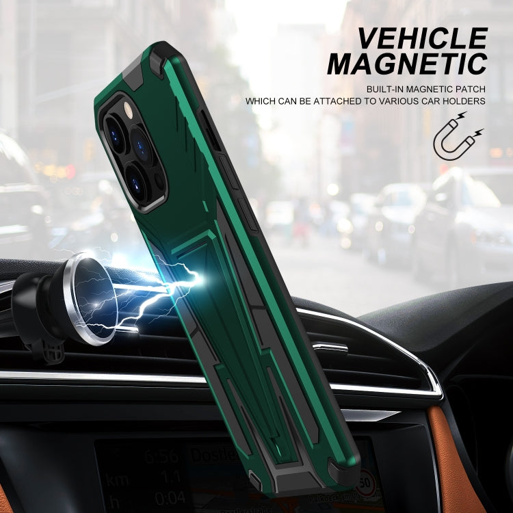 For iPhone 13 Pro Super V Armor PC + TPU Shockproof Case with Invisible Holder