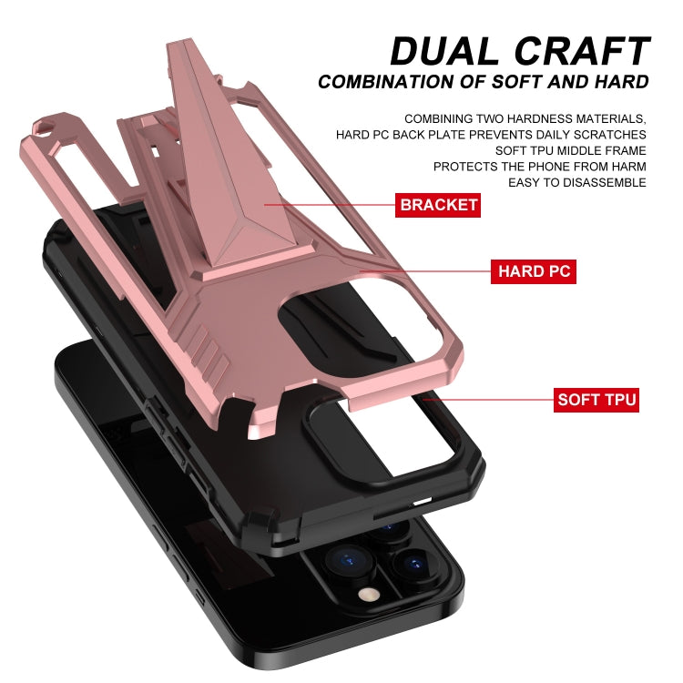 For iPhone 13 Pro Super V Armor PC + TPU Shockproof Case with Invisible Holder