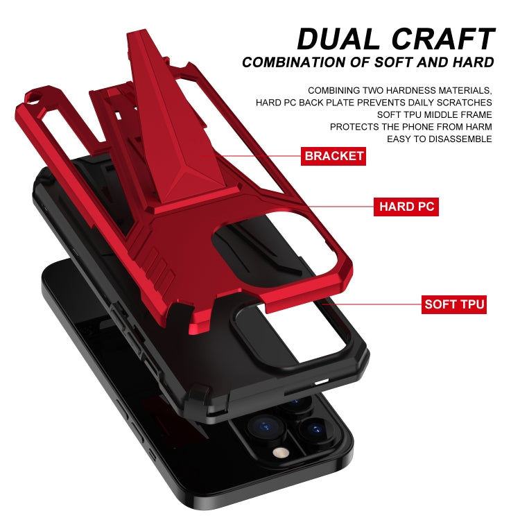 For iPhone 13 Pro Super V Armor PC + TPU Shockproof Case with Invisible Holder