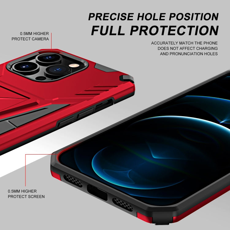 For iPhone 13 Pro Super V Armor PC + TPU Shockproof Case with Invisible Holder
