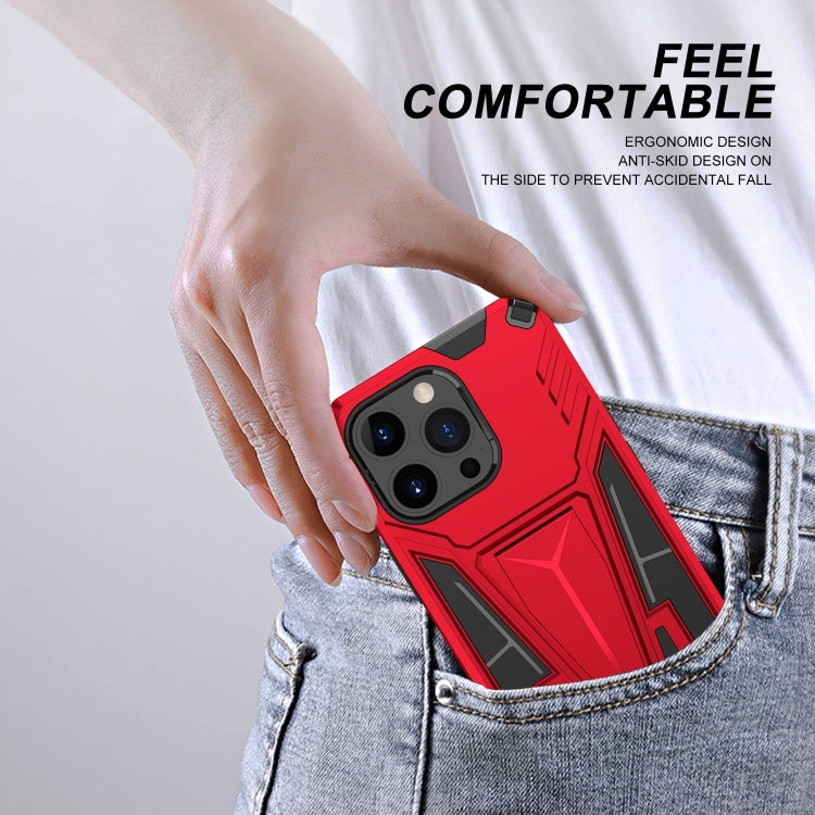 For iPhone 13 Pro Super V Armor PC + TPU Shockproof Case with Invisible Holder