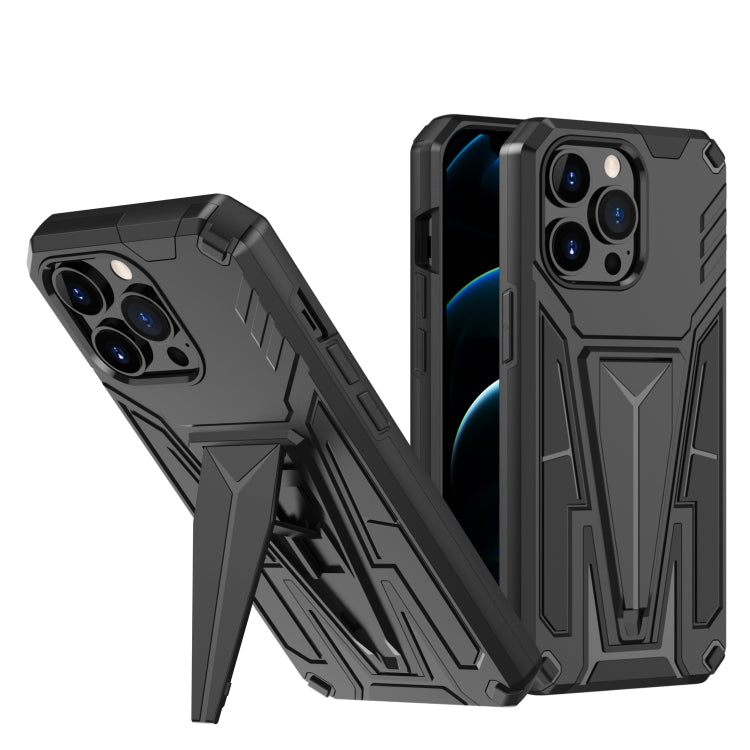 For iPhone 13 Pro Super V Armor PC + TPU Shockproof Case with Invisible Holder