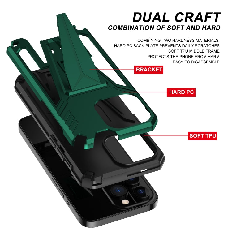 For iPhone 13 Pro Max Super V Armor PC + TPU Shockproof Case with Invisible Holder