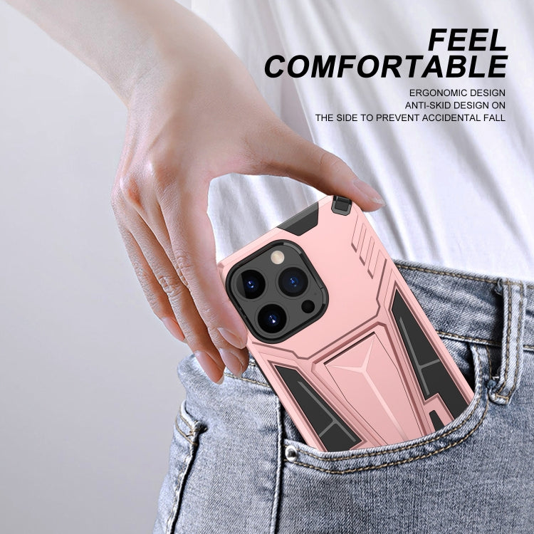 For iPhone 13 Pro Max Super V Armor PC + TPU Shockproof Case with Invisible Holder