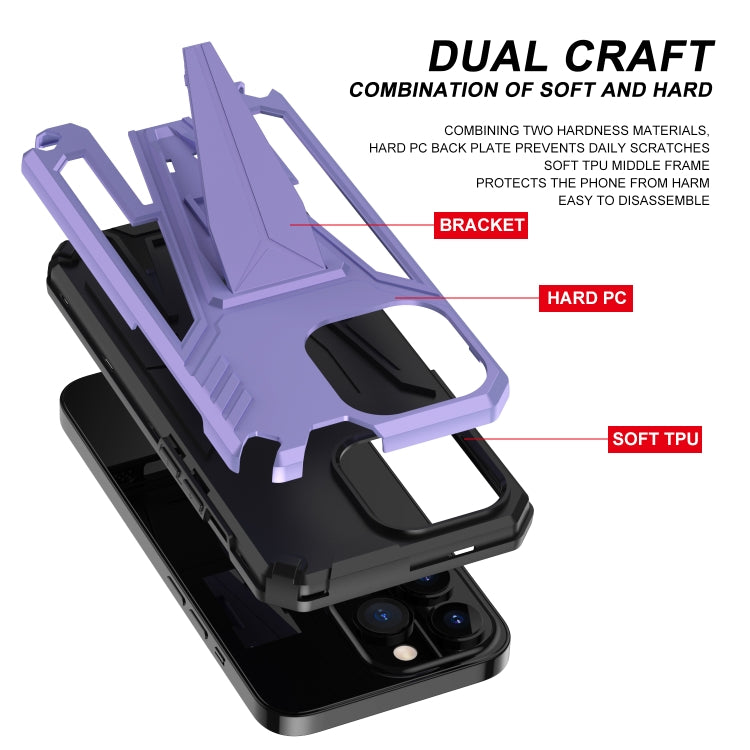 For iPhone 13 Pro Max Super V Armor PC + TPU Shockproof Case with Invisible Holder