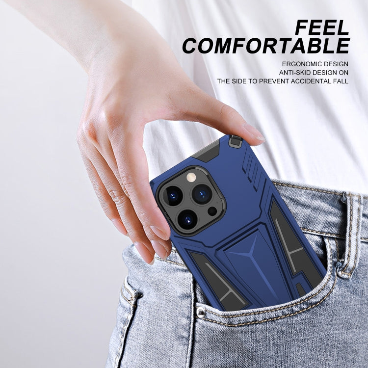 For iPhone 13 Pro Max Super V Armor PC + TPU Shockproof Case with Invisible Holder