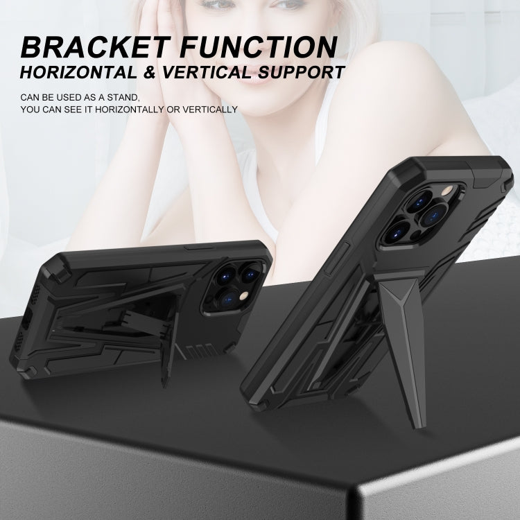 For iPhone 13 Pro Max Super V Armor PC + TPU Shockproof Case with Invisible Holder