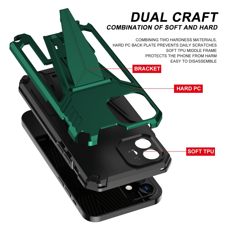 For iPhone 12 Super V Armor PC + TPU Shockproof Case with Invisible Holder