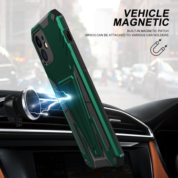 For iPhone 12 Super V Armor PC + TPU Shockproof Case with Invisible Holder
