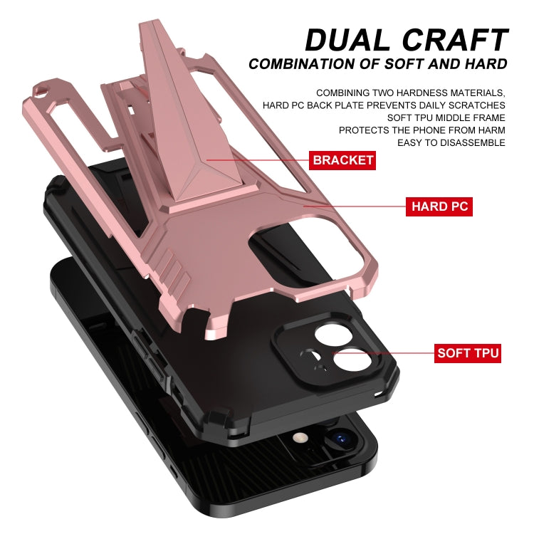 For iPhone 12 Super V Armor PC + TPU Shockproof Case with Invisible Holder