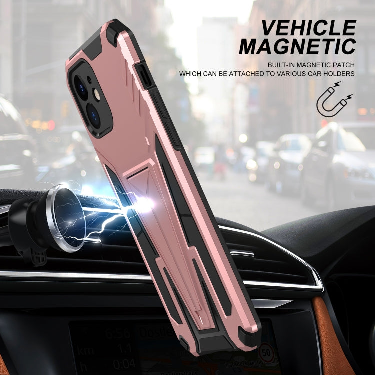 For iPhone 12 Super V Armor PC + TPU Shockproof Case with Invisible Holder