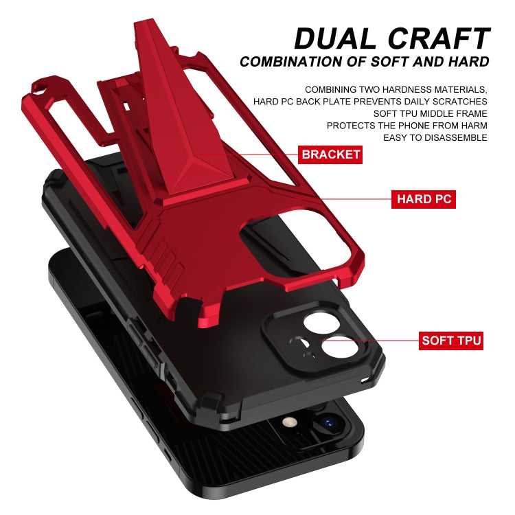 For iPhone 12 Super V Armor PC + TPU Shockproof Case with Invisible Holder