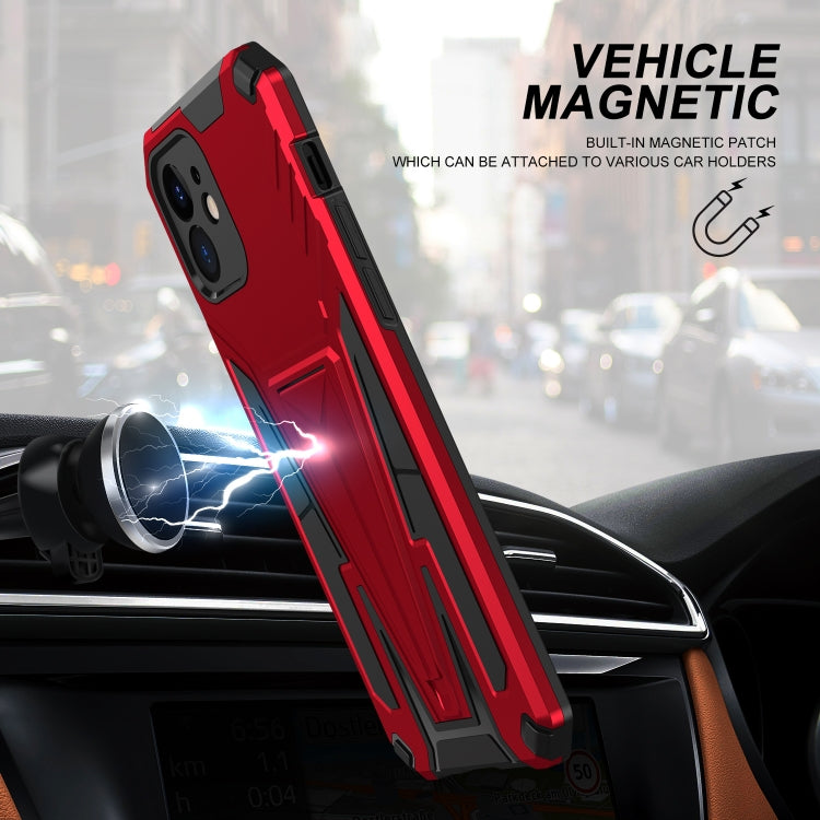 For iPhone 12 Super V Armor PC + TPU Shockproof Case with Invisible Holder