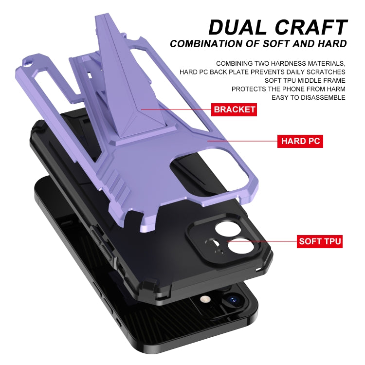 For iPhone 12 Super V Armor PC + TPU Shockproof Case with Invisible Holder