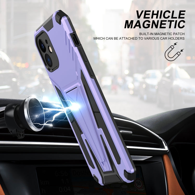 For iPhone 12 Super V Armor PC + TPU Shockproof Case with Invisible Holder
