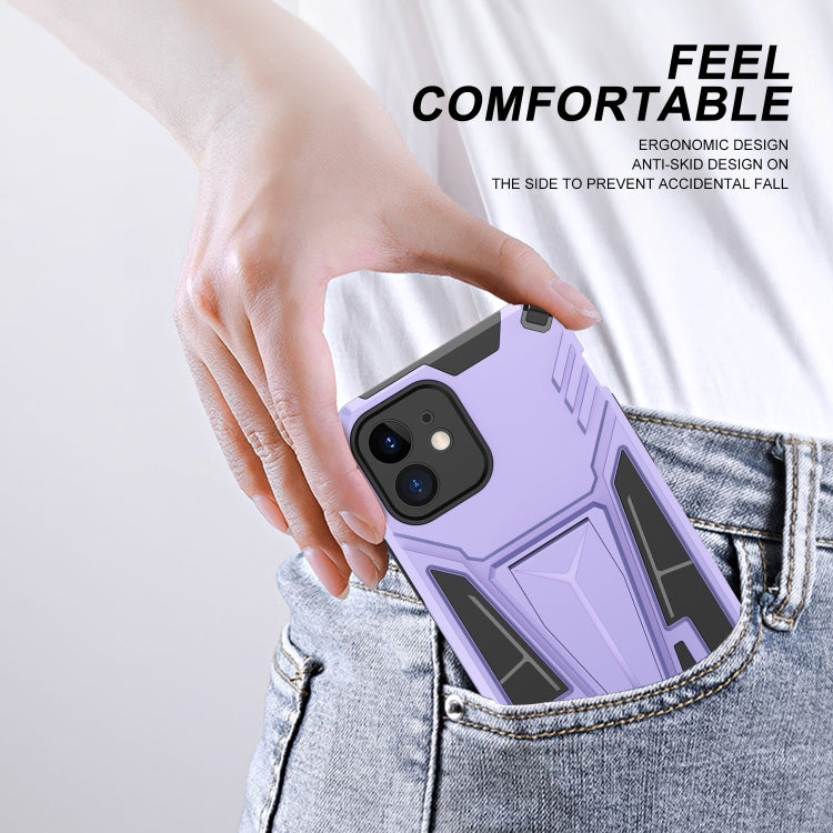 For iPhone 12 Super V Armor PC + TPU Shockproof Case with Invisible Holder