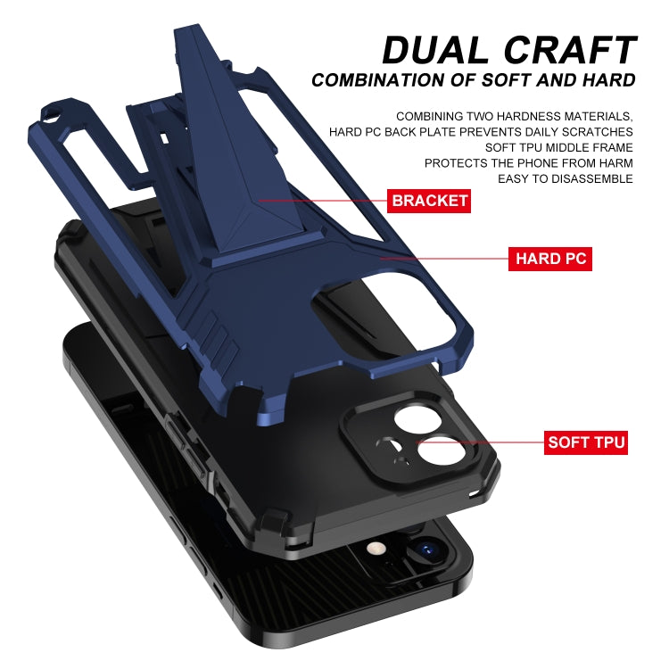 For iPhone 12 Super V Armor PC + TPU Shockproof Case with Invisible Holder