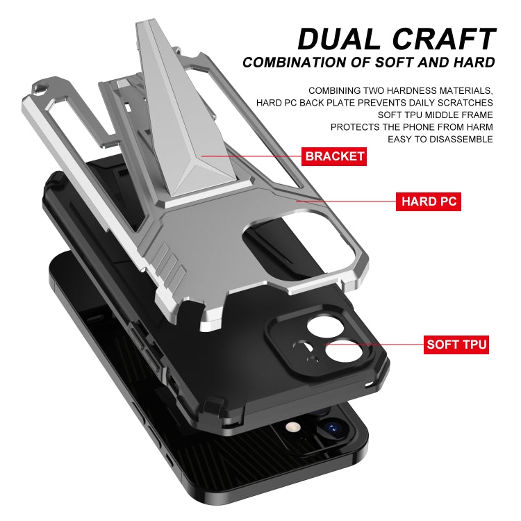 For iPhone 12 Super V Armor PC + TPU Shockproof Case with Invisible Holder