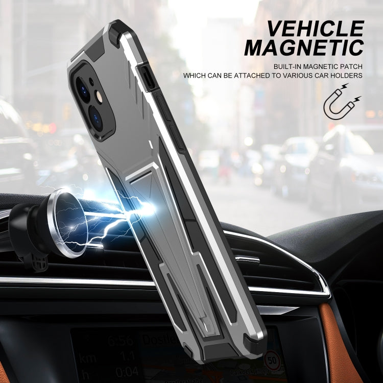 For iPhone 12 Super V Armor PC + TPU Shockproof Case with Invisible Holder