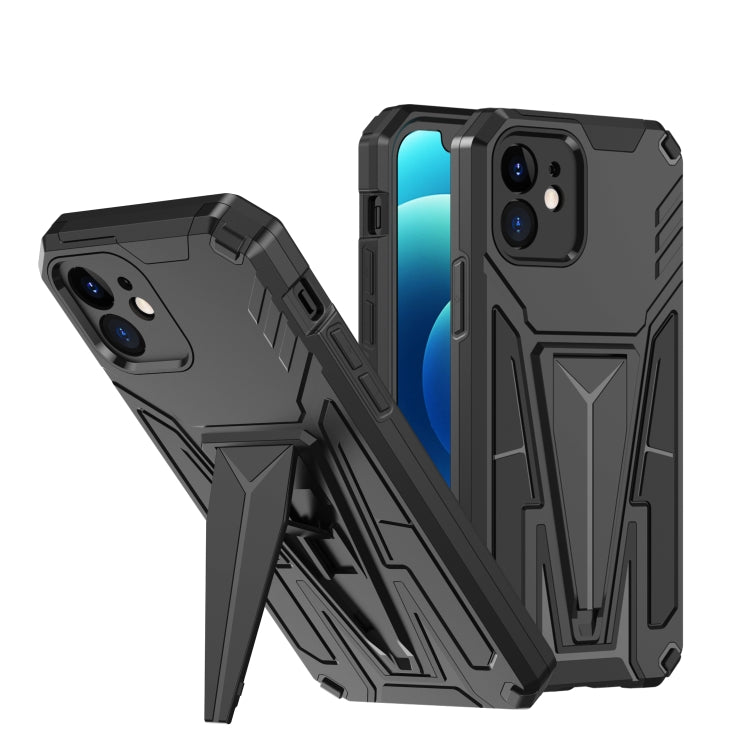 For iPhone 12 Super V Armor PC + TPU Shockproof Case with Invisible Holder