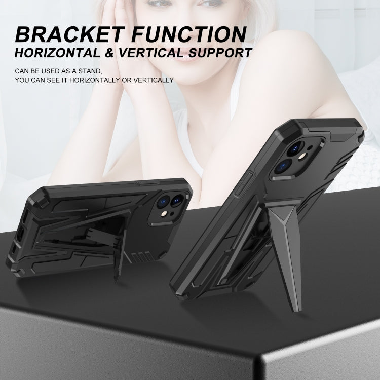 For iPhone 12 Super V Armor PC + TPU Shockproof Case with Invisible Holder