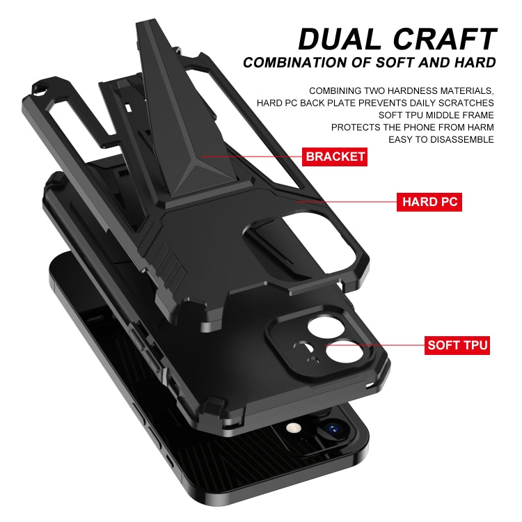 For iPhone 12 Super V Armor PC + TPU Shockproof Case with Invisible Holder