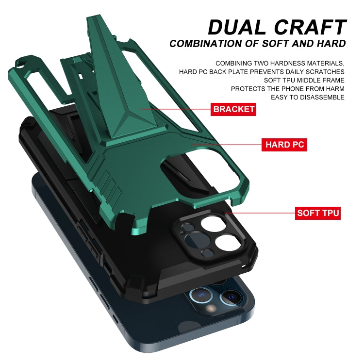 For iPhone 12 Pro Super V Armor PC + TPU Shockproof Case with Invisible Holder