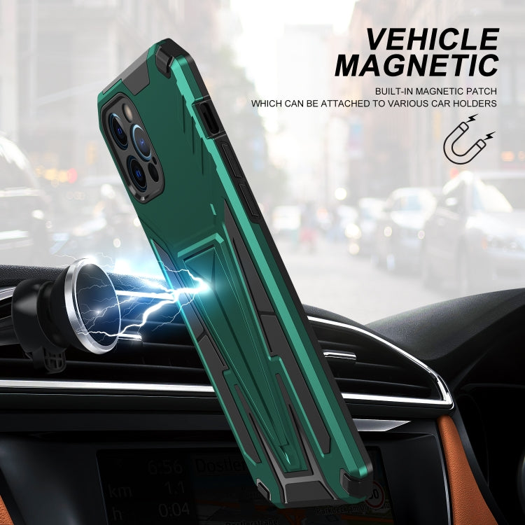 For iPhone 12 Pro Super V Armor PC + TPU Shockproof Case with Invisible Holder