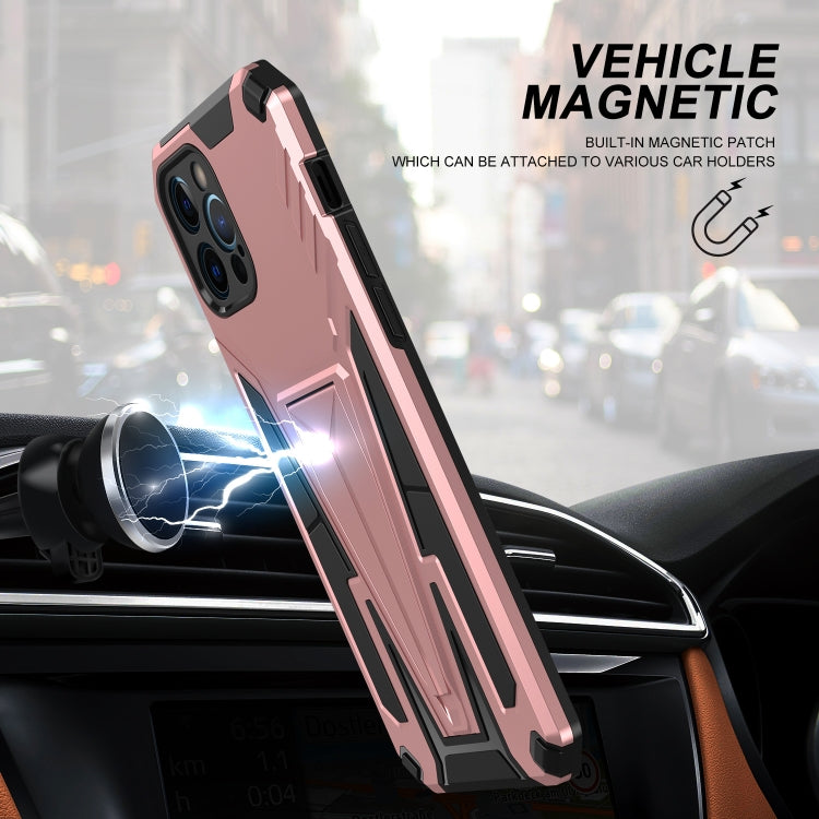 For iPhone 12 Pro Super V Armor PC + TPU Shockproof Case with Invisible Holder