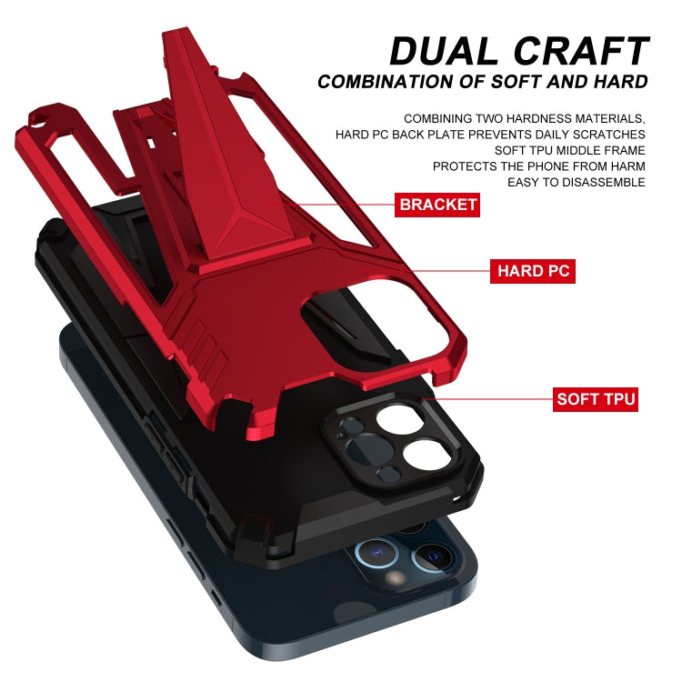For iPhone 12 Pro Super V Armor PC + TPU Shockproof Case with Invisible Holder