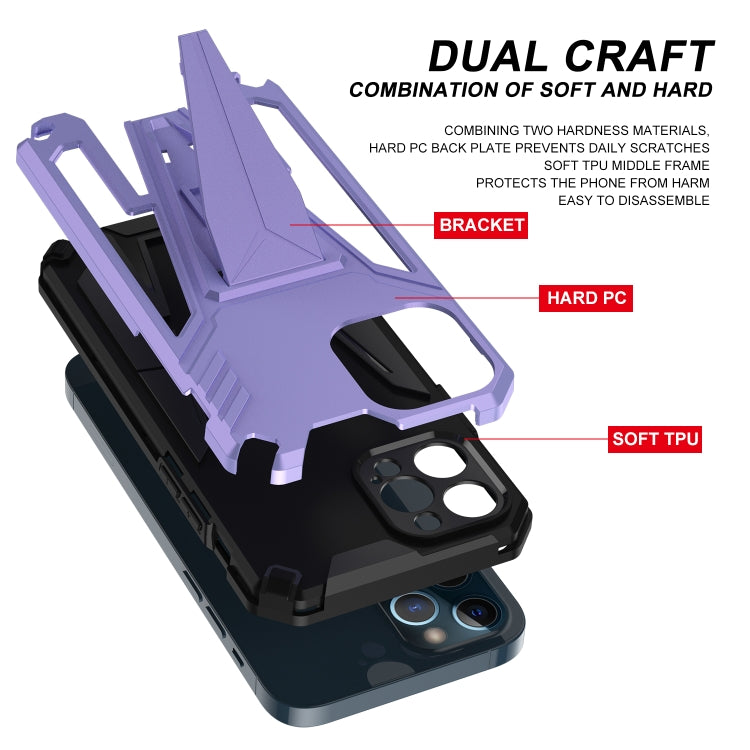 For iPhone 12 Pro Super V Armor PC + TPU Shockproof Case with Invisible Holder