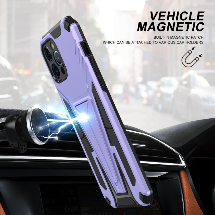 For iPhone 12 Pro Super V Armor PC + TPU Shockproof Case with Invisible Holder