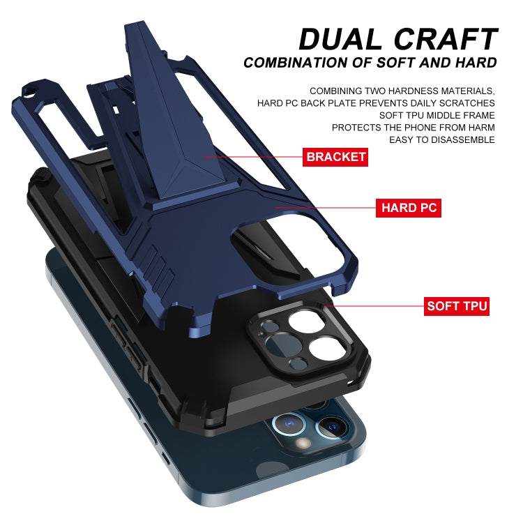 For iPhone 12 Pro Super V Armor PC + TPU Shockproof Case with Invisible Holder