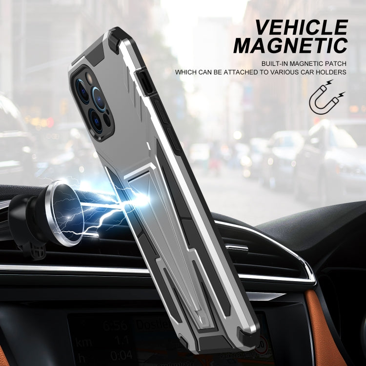 For iPhone 12 Pro Super V Armor PC + TPU Shockproof Case with Invisible Holder