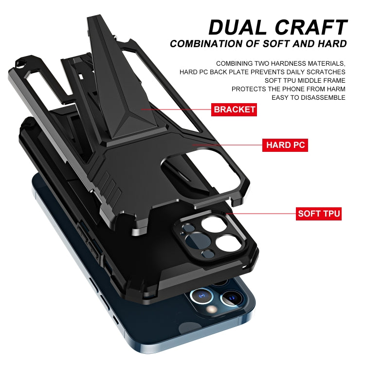 For iPhone 12 Pro Super V Armor PC + TPU Shockproof Case with Invisible Holder